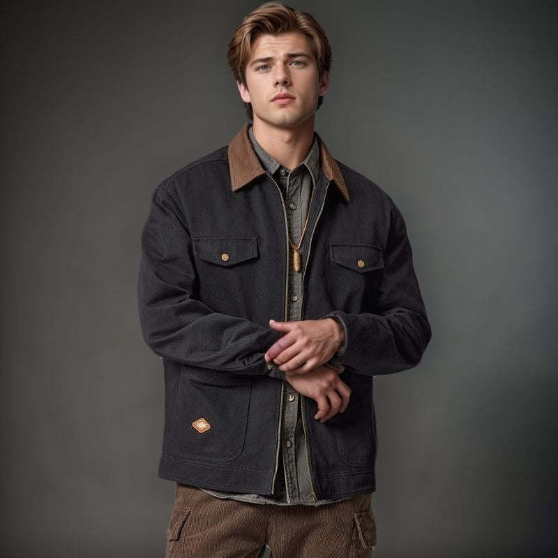 Men's casual utility jacket with practical flap pockets and zipper Lisslune