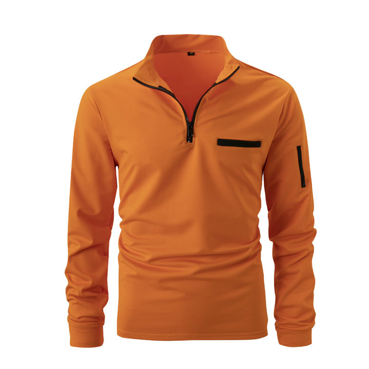 Men's sporty sweater with half zip and practical pockets Lisslune