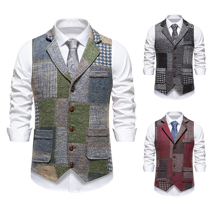 Men's elegant waistcoat in patchwork design Lisslune