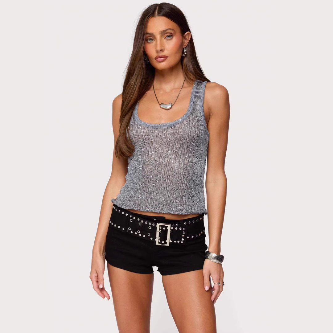 Women’s Glamorous Glitter Tank Top Lisslune