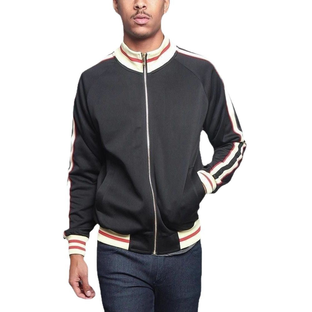 Men's sporty sweat jacket with contrasting color accents and high-quality zipper Lisslune