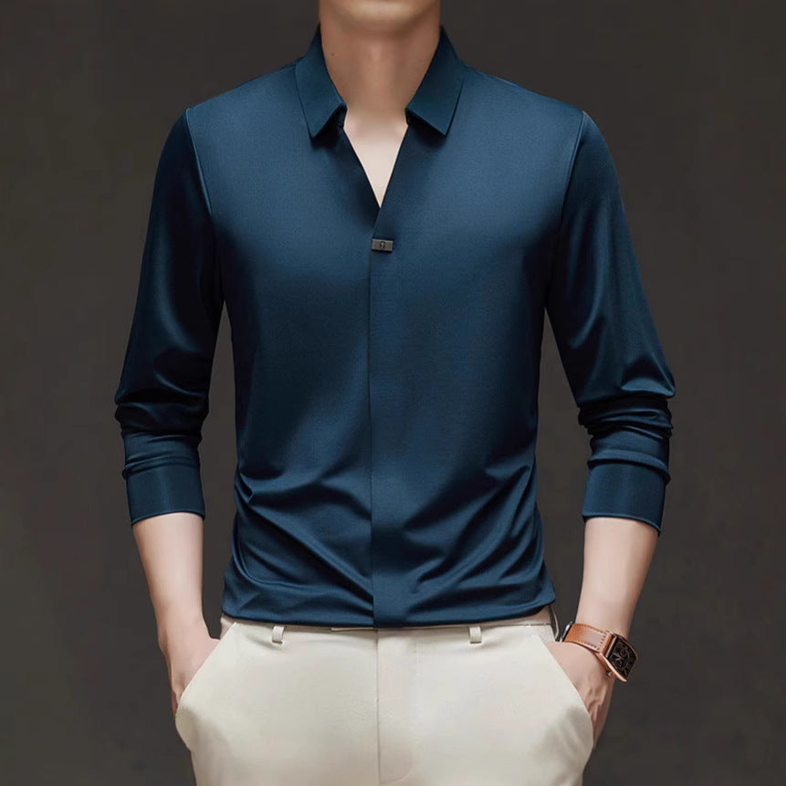 Men's Slim-Fit Long Sleeve Shirt made of high-quality functional fiber Lisslune