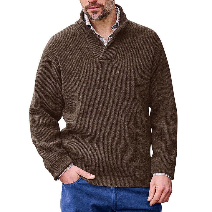 Men's knitted sweater with modern stand-up collar and fine rib structure Lisslune