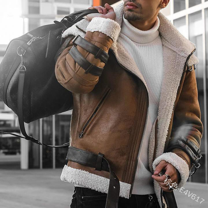 Men's bomber jacket with luxurious synthetic fur lining and modern accents Lisslune