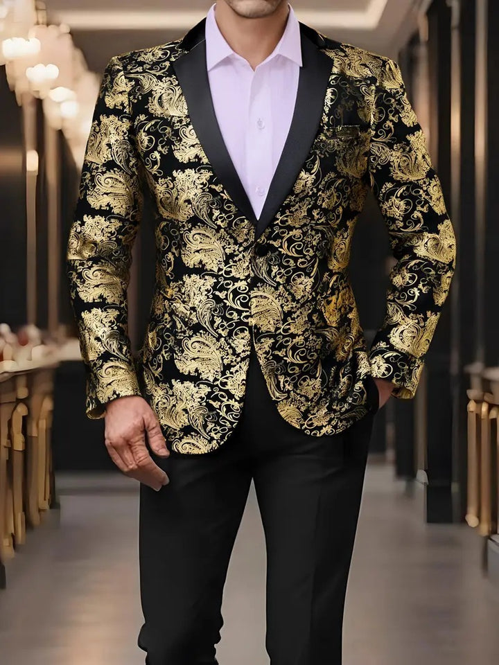 Men's extravagant sequin blazer with floral design Lisslune