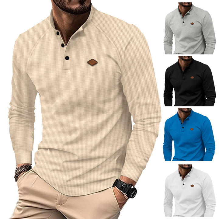Men's long sleeve shirt with subtle pattern and fashion collar Lisslune