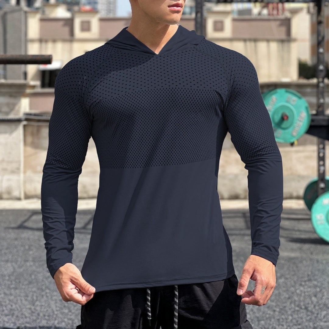 Men's Sporty Long Sleeve Shirt with Breathable Mesh Insert Lisslune