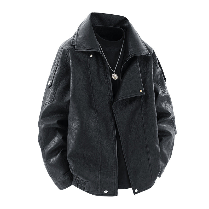 Men's Trendy Synthetic Leather Jacket Lisslune
