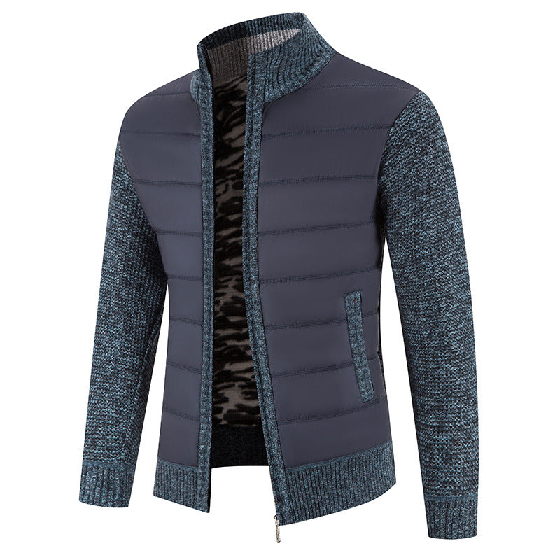 Men's quilted jacket with fashionable knit sleeves Lisslune