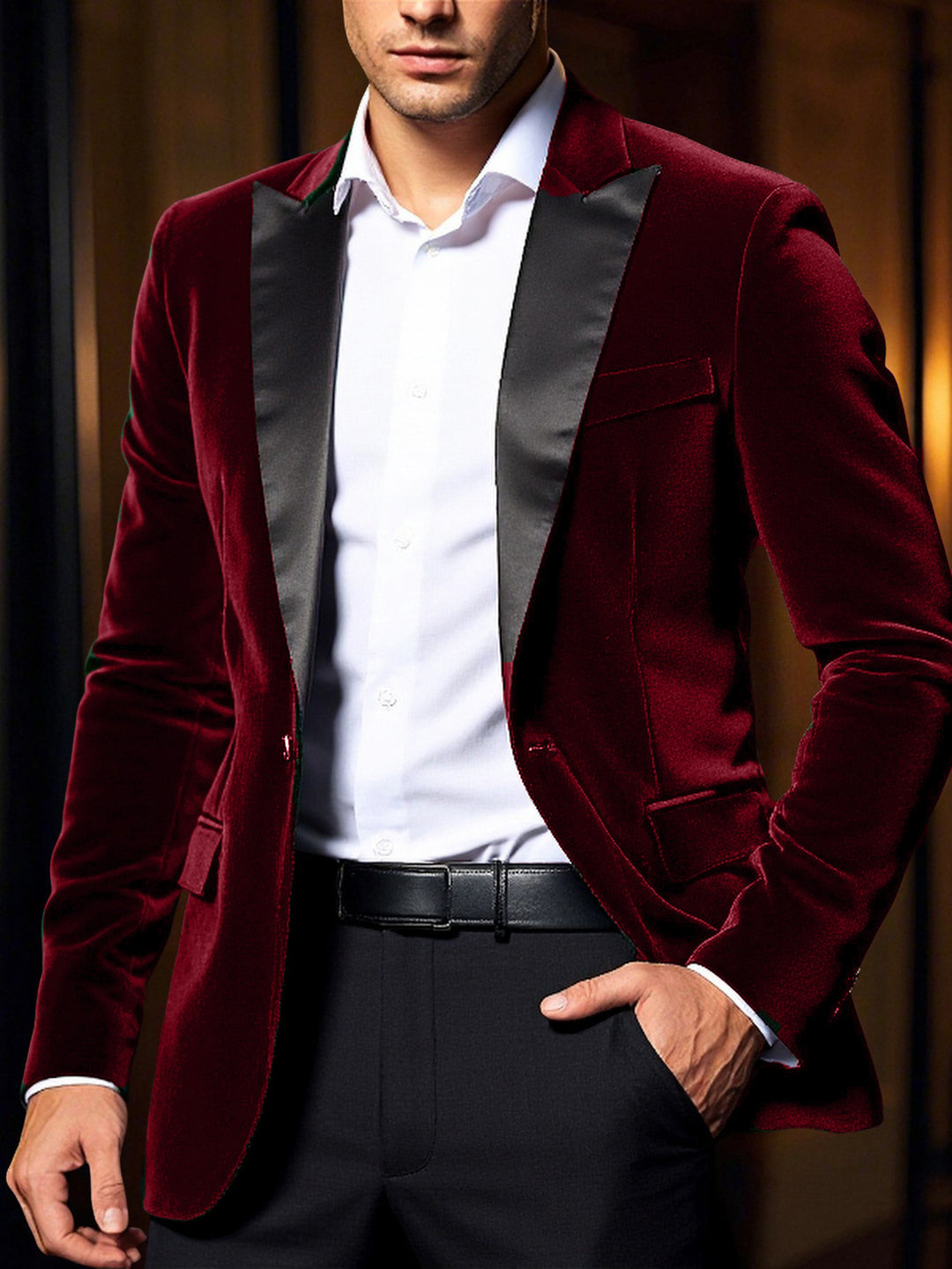 Men's elegant velvet blazer with satin collar section Lisslune