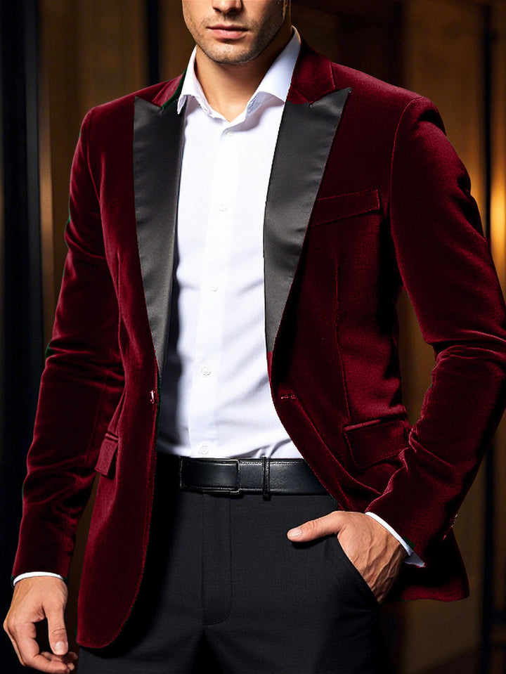 Men's elegant velvet blazer with satin collar section Lisslune