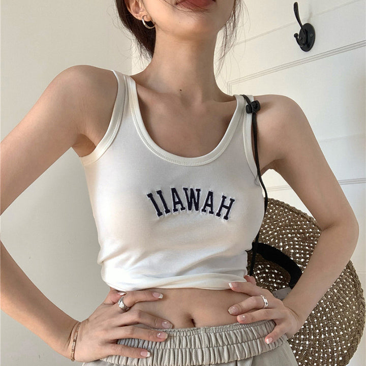 Women's Cropped Tank Top with creative lettering and comfortable fit