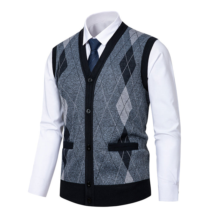 Men's noble cardigan with modern diamond pattern Lisslune