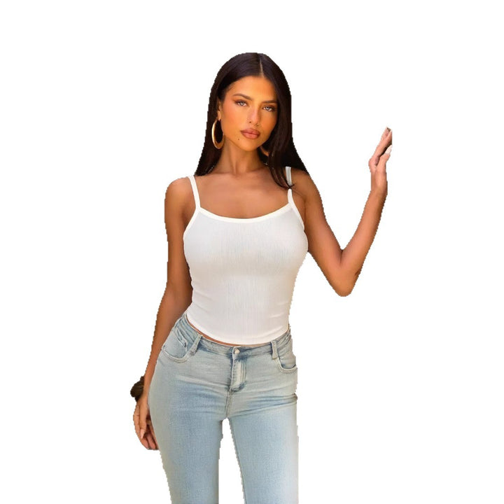 Damen Basic Tops mit verstellbaren Trägern und figurbetontem Schnitt Lisslune