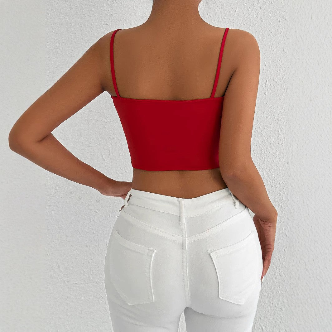 Damen Crop-Top mit verstellbaren Spaghetti-Trägern und figurbetontem Schnitt Lisslune