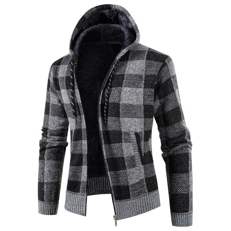 Men's comfortable hoodie with checked design Lisslune
