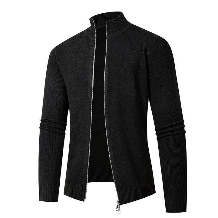 Men's fashionable knitted jacket with high collar and zipper Lisslune