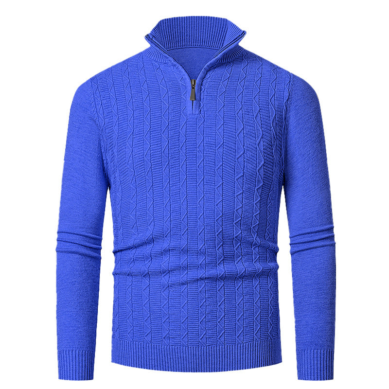 Men's knit sweater with high collar and fine cable design Lisslune