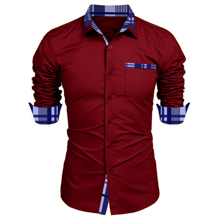 Men's long-sleeve shirt with contrasting collar and chest pocket Lisslune