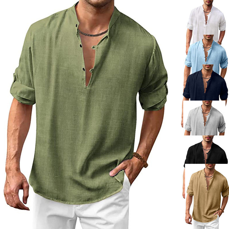 Men's linen shirt with modern button closure and casual fit Lisslune