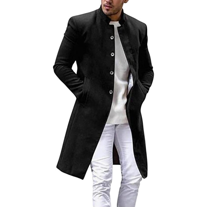 Men's elegant long coat with a slim fit and high collar Lisslune