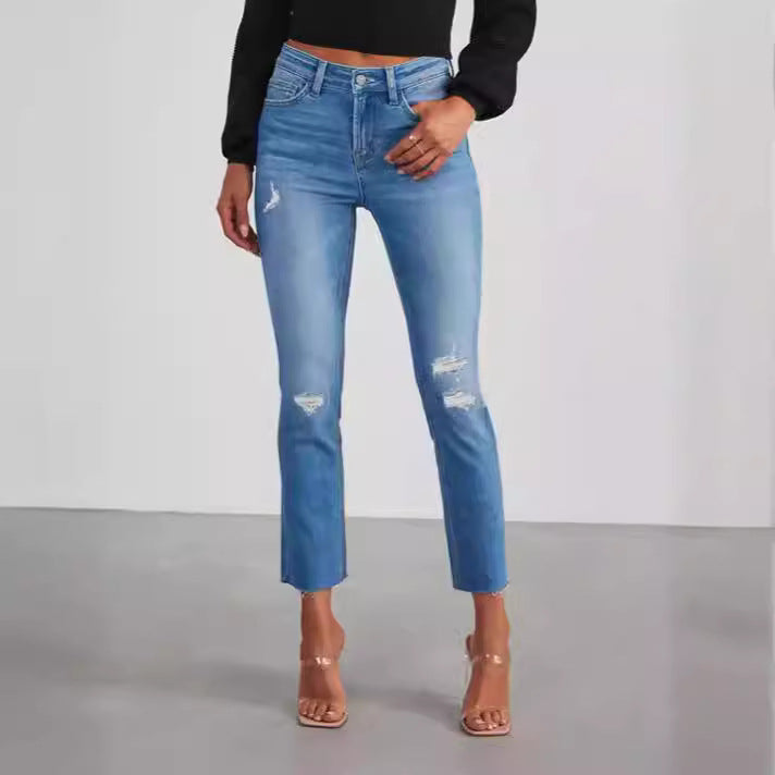 Damen zeitlose Jeans im modernen Schnitt mit cropped Bein Lisslune