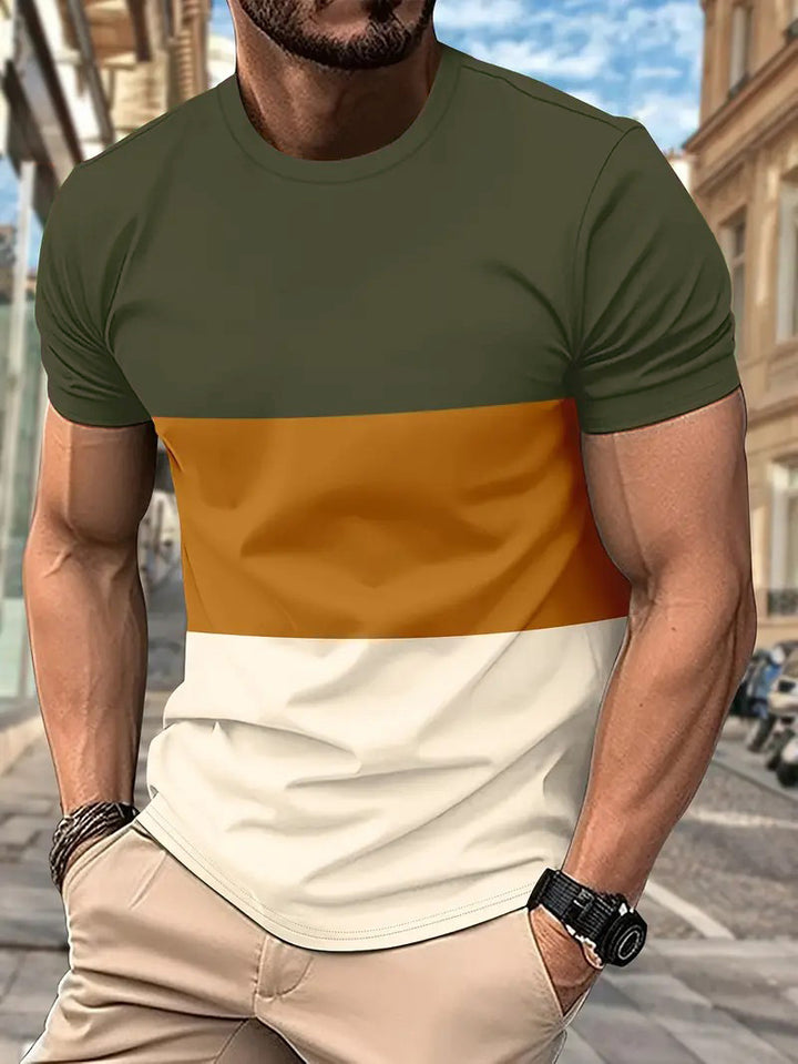 Men's T-shirt with modern color block design and round neckline Lisslune
