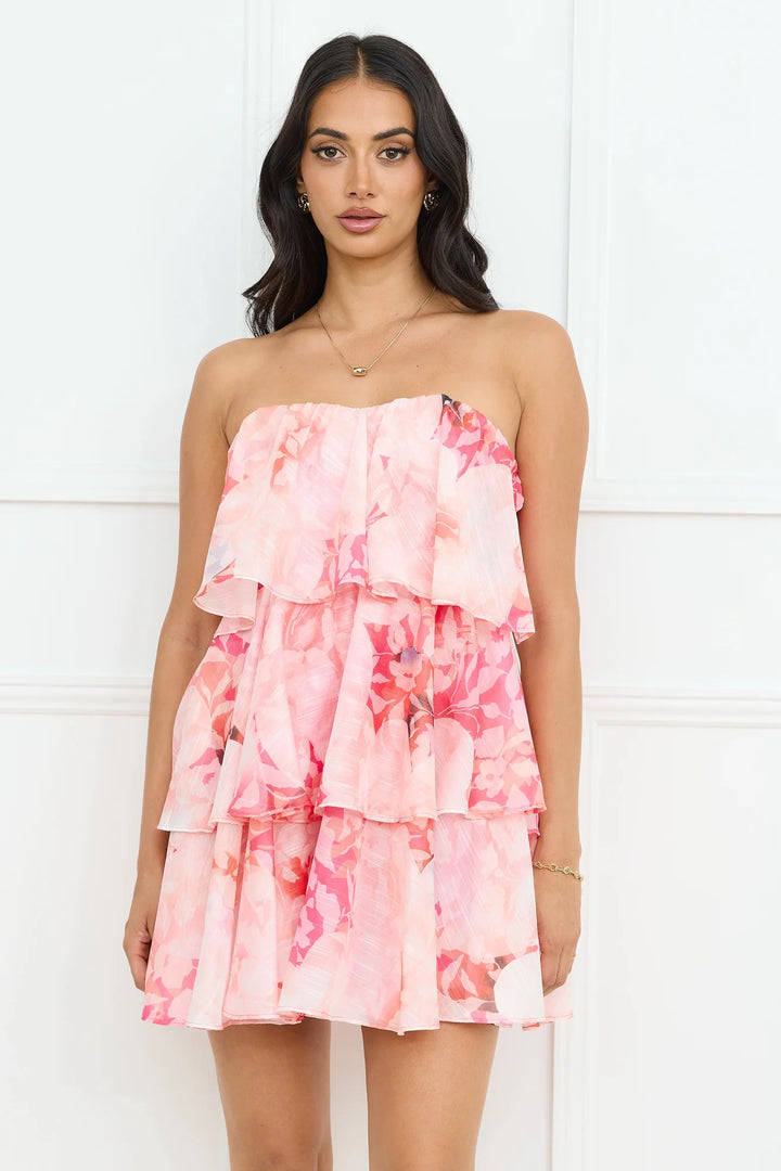 Women's Voluminous Strap Dress with Flowing Layered Design Lune London