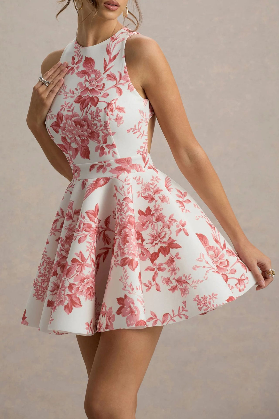 Women Playful fitted minimal dress with swinging skirt and half back view Lisslune