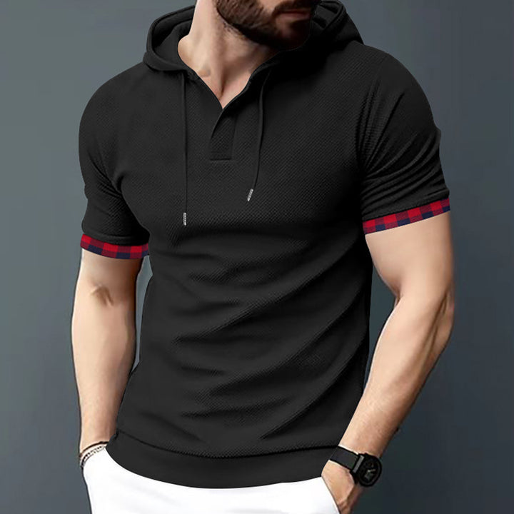 Men's Short Sleeve Shirt with Hood and Modern Accents Lisslune