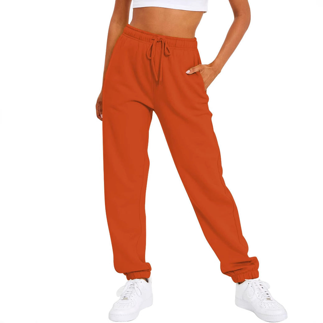 Women’s sporty leisure pants with elastic waistband and high-waisted cut Lisslune