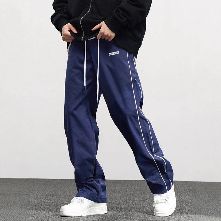 Men's Casual Jogging Pants with Elastic Waistband and Side Contrast Stripes Lisslune