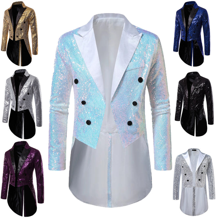Men's glittering tuxedo jacket with elegant cut and shimmering sequins Lisslune