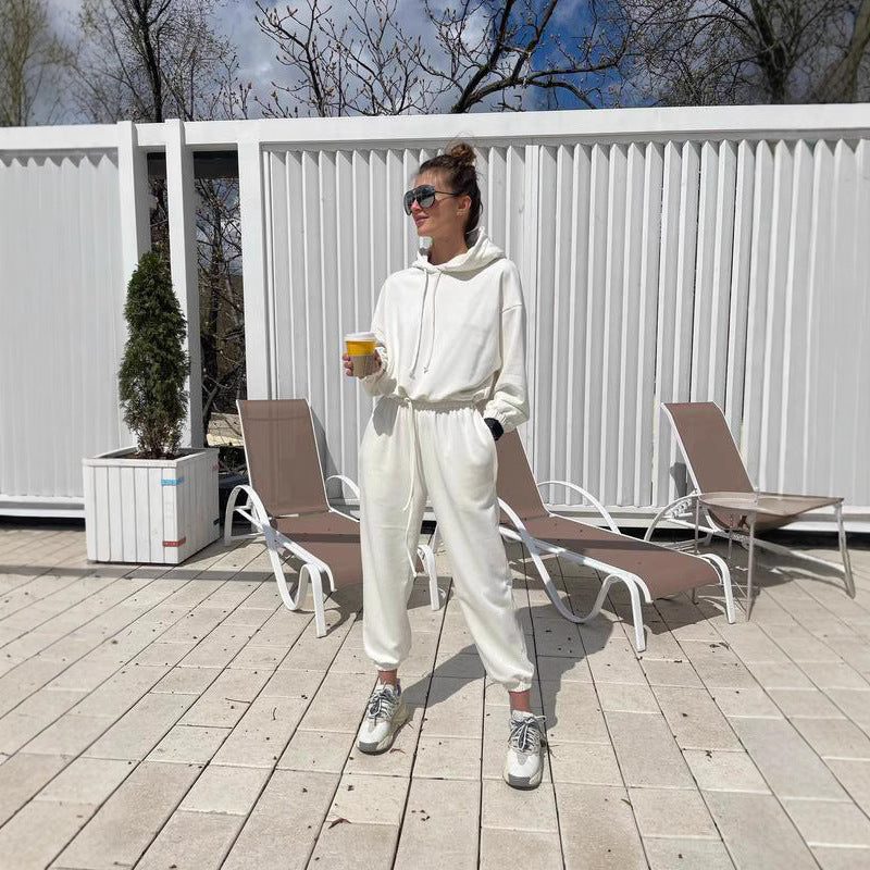 Women's Leisure Wellness Suit with Hood and Elastic Waistband