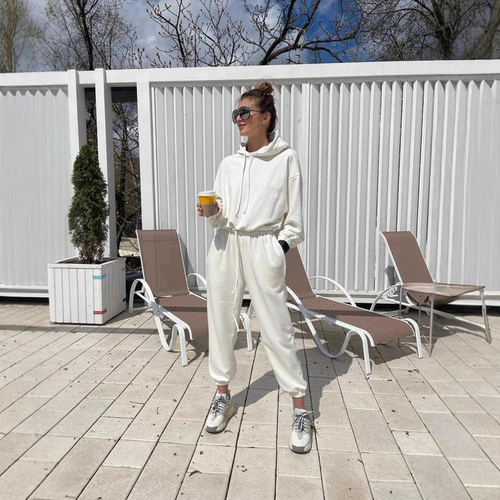 Women's Leisure Wellness Suit with Hood and Elastic Waistband
