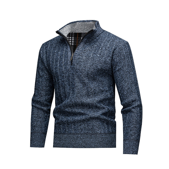 Men's Comfortable Turtleneck Sweater with Modern Zipper and Textured Design Lisslune