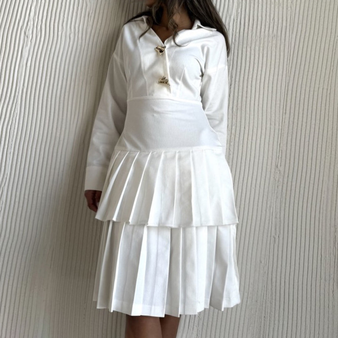 Women's shirt dress with pleated hem and stylish button details