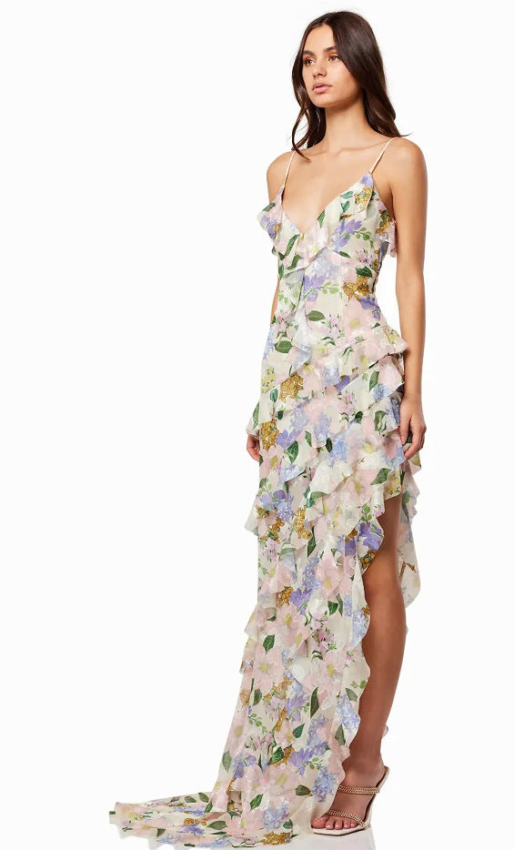 Ladies summer maxi dress with floral prints Lisslune
