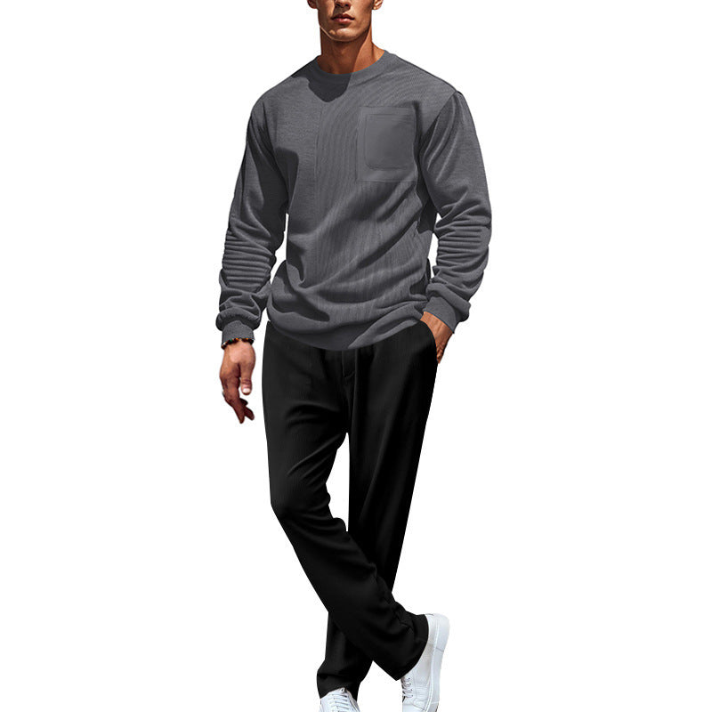 Men's comfortable and stylish casual suit with practical pockets and elastic waistband Lisslune