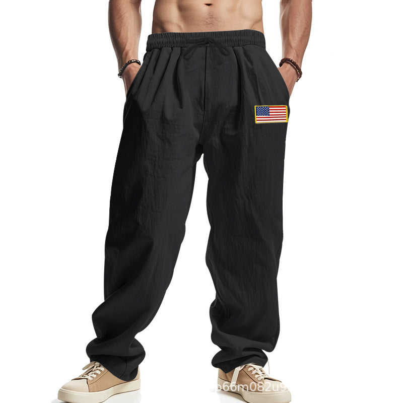 Men's casual cargo pants with practical stretch waistband and multicultural print Lisslune