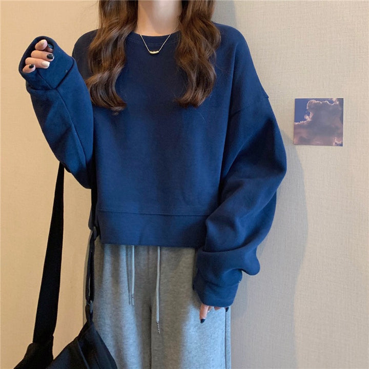 Women's Casual Oversized Sweatshirt with Comfort Collar and Soft Cuffs