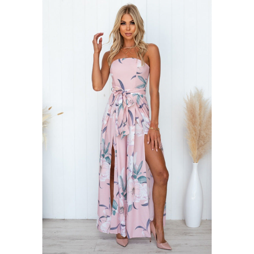 Women's maxi dress with floral print and slit Lune London