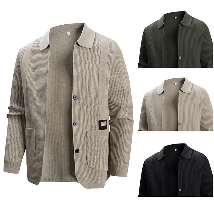 Men's cardigan with modern rib pattern and practical pockets Lisslune