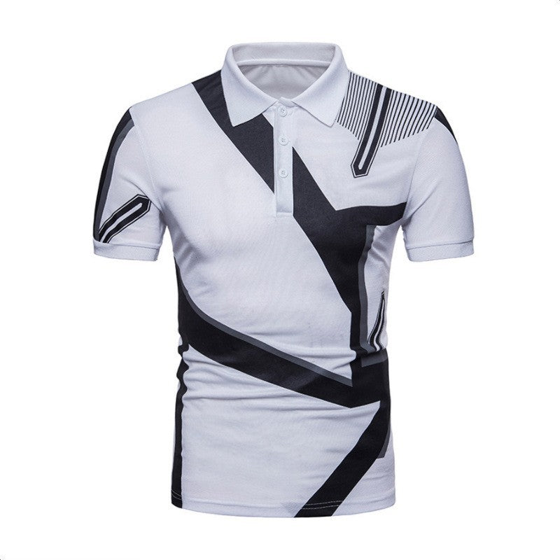 Men's Sporty Polo Shirt with Creative Graphic Design and Distinctive Cut Lisslune