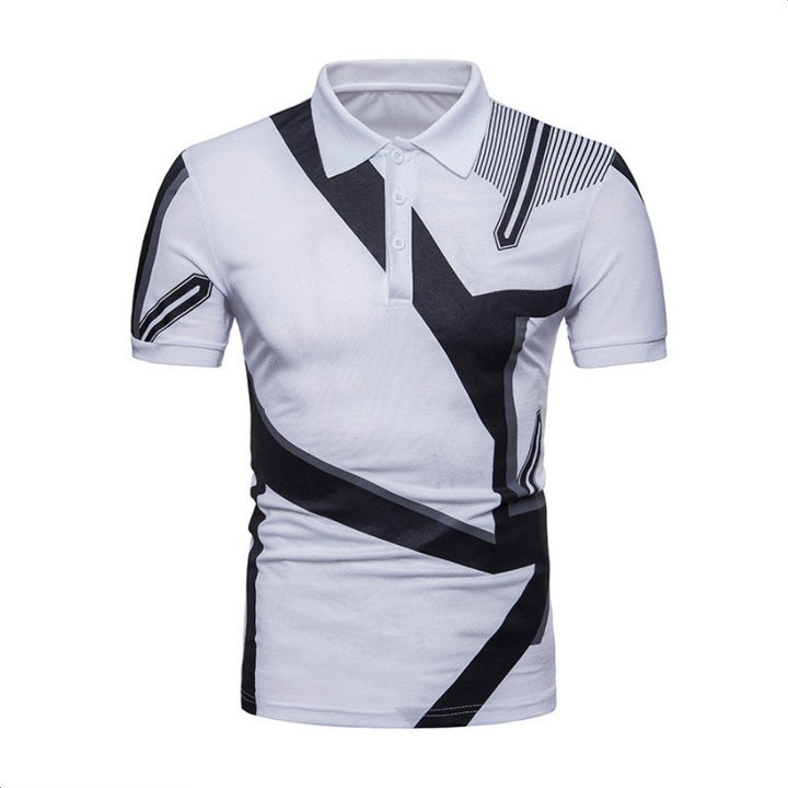 Men's Sporty Polo Shirt with Creative Graphic Design and Distinctive Cut Lisslune