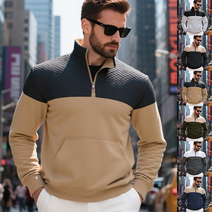Men's hoodie with zipper and textured outer material Lisslune