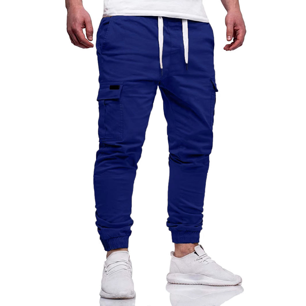 Men's Cargo Jogging Pants with Elastic Waistband and Multiple Pockets Lisslune