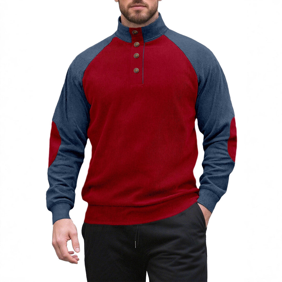 Men's knitted sweater with modern stand-up collar and button placket Lisslune