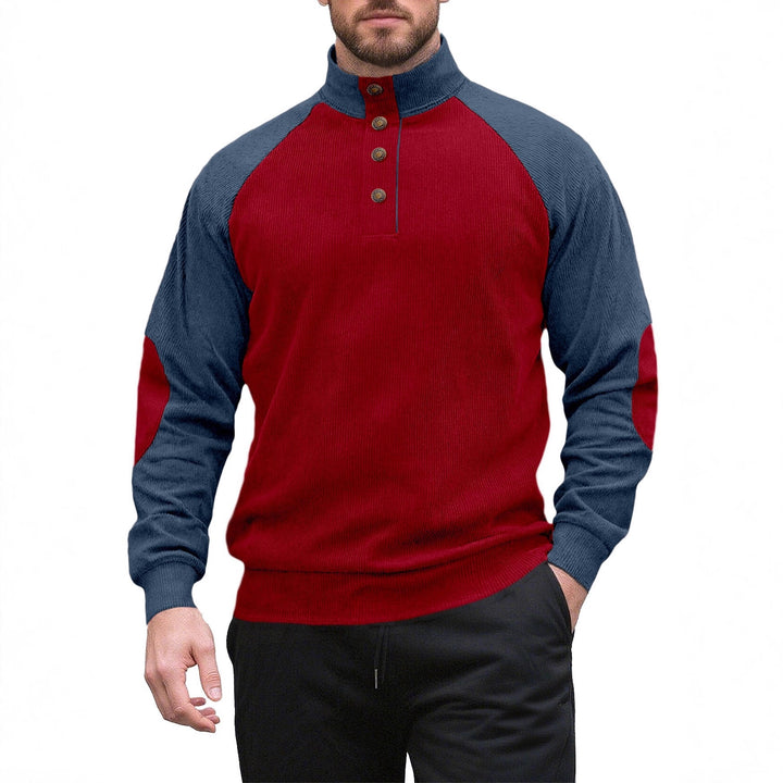 Men's knitted sweater with modern stand-up collar and button placket Lisslune