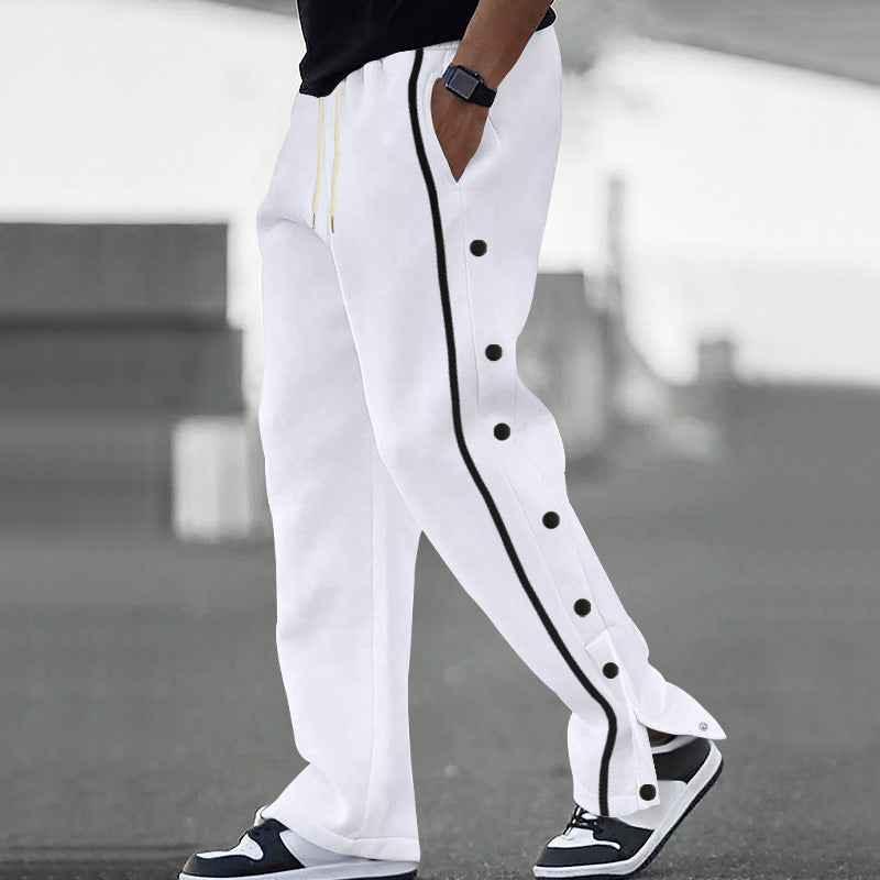 Men's Sporty Loose Jogging Pants with Snap Buttons Lisslune